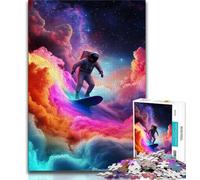 Puzzle da 1000 pezzi per adolescenti con astronauti che fanno surf nello spazio, puzzle per adulti, antistress, per ammazzare il tempo, lista dei desideri con Babbo Natale (dimensioni 38x26cm)