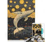 Puzzle da 1000 pezzi per adolescenti con balena che salta tra le stelle gioco educativo decorazione da parete ideale come regalo 50x75cm