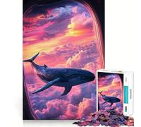 Puzzle da 1000 pezzi per adolescenti con balena,cielo,aereo e finestra,gioco di concentrazione mentale,taglio di precisione,bordi lisci,ideale come regalo di Natale (38x26cm)