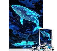 Puzzle da 1000 pezzi per adolescenti con balena luminosa sopra l'acqua,ragazzo che osserva la casa,giocattoli,regalo per compleanni,gioco educativo Ogni pezzo è unico - dimensioni 50x75cm