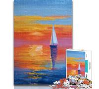 Puzzle da 1000 pezzi per adolescenti con barca a vela dipinta a olio 1000 pezzi impegnativo e difficile con pezzi completamente interconnessi di forma casuale (26x38cm)