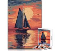 Puzzle da 1000 pezzi per adolescenti con barca a vela e tramonto panoramico,accogliente e rilassante,divertimento per il tempo libero,vestibilità perfetta,alta precisione del giocattolo: 38x26cm