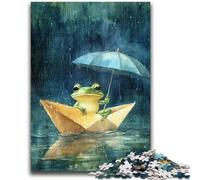Puzzle da 1000 pezzi per adolescenti con barchette di carta a forma di rana, gioco stimolante, ideale come regalo per tutta la famiglia, 26x38cm