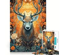Puzzle da 1000 pezzi per adolescenti con bellissimo cervo psichedelico,giunture lisce,divertimento cognitivo,gioco casual,regalo festivo per il tempo libero (38x52cm)