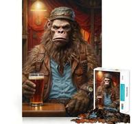 Puzzle da 1000 pezzi per adolescenti con Bigfoot che ama la birra artigianale,divertente e stimolante,ideale per il tempo libero e le festività (38x26cm)