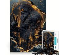 Puzzle da 1000 pezzi per adolescenti con Bigfoot e simbolo della pace,giunture lisce,divertimento cognitivo,gioco casual,regalo festivo per il tempo libero (38x52cm)