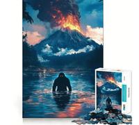 Puzzle da 1000 pezzi per adolescenti con Bigfoot e vulcano,taglio liscio,arte,gioco mentale,regalo,relax,tempo libero,Natale,arte (50x75cm)