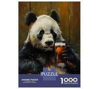 Puzzle da 1000 pezzi per adolescenti con birra che beve, panda per adolescenti, gioco di pensiero, allenamento della memoria, divertimento per la casa, 38 x 26 cm/1000 pezzi
