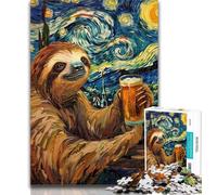 Puzzle da 1000 pezzi per adolescenti con bradipo che beve nel cielo notturno, 1000 pezzi per adulti, collezione di artisti di giochi intellettuali, belle arti 50x75cm