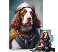 Puzzle da 1000 pezzi per adolescenti con Brittany Spaniel e vichingo,design pulito,logica e gioco per il tempo libero,regalo di compleanno (38x26cm)