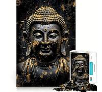 Puzzle da 1000 pezzi per adolescenti con Buddha dalla texture dorata,incastro perfetto,gioco stimolante per la mente,divertente e rilassante,con scena natalizia (38x52cm)