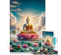 Puzzle da 1000 pezzi per adolescenti con Buddha,loto,meditazione,gioco a incastro,concentrazione,divertimento,svago,decorazione natalizia da parete (38x26cm)