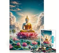 Puzzle da 1000 pezzi per adolescenti con Buddha,loto,meditazione,taglio netto,artigianato,gioco cognitivo divertente,gioco per il tempo libero,decorazione natalizia per la casa (38x52cm)