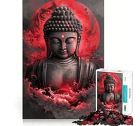 Puzzle da 1000 pezzi per adolescenti con Buddha tra le nuvole rosse,bordi netti,gioco stimolante cognitivo,gioco di inattività,regalo di Natale (38x26cm)