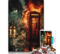 Puzzle da 1000 pezzi per adolescenti con cabina telefonica di Londra, gioco per famiglie, antistress, sfida difficile, collezione di artisti, belle arti, 38x26cm