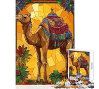 Puzzle da 1000 pezzi per adolescenti con cammello e vetrata artistica Giochi rilassanti per migliorare la memoria decorazione per la casa giocattolo per allenare la mente e le mani (38x52cm)