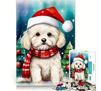 Puzzle da 1000 pezzi per adolescenti con cane Bichon Frise,ideale per Natale,con giunture lisce,divertente e stimolante per il gioco cognitivo,perfetto per il tempo libero e le festività (38x52cm)