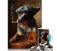 Puzzle da 1000 pezzi per adolescenti con cane da bestiame che fuma, aiuta il cervello a esercitare giocattoli avvincenti per coltivare la pazienza e l'interazione genitore-figlio (38x26cm)