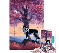 Puzzle da 1000 pezzi per adolescenti con cane e fiori di ciliegio sfida per l'intelligenza giocattolo educativo che stimola la memoria regalo di compleanno (dimensioni 38x26cm)