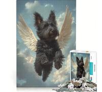 Puzzle da 1000 pezzi per adolescenti con cane nero alato nel cielo decorazione da parete per divertimento in famiglia per rafforzare l'amore tra le coppie 38x52cm