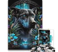 Puzzle da 1000 pezzi per adolescenti con cane nero nella giungla, ideale per trascorrere il tempo libero, regali di compleanno per ragazzi dai 14 anni in su, 38x26cm