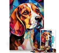 Puzzle da 1000 pezzi per adolescenti con cani beagle,effetto vetro colorato,giunture lisce,divertimento cognitivo,gioco casual,regalo festivo per il tempo libero (38x26cm)