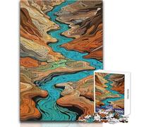 Puzzle da 1000 pezzi per adolescenti con canyon del fiume astratto, bellissimo design, gioco per migliorare la memoria, regalo per compleanni, dimensioni 38x26cm