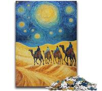 Puzzle da 1000 pezzi per adolescenti con carovana nel deserto e cammelli, gioco stimolante, ideale come regalo per tutta la famiglia (38x26cm)