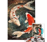 Puzzle da 1000 pezzi per adolescenti con carpa koi e fiore finale puzzle per adulti gioco per famiglie divertente e spiritoso regalo di compleanno regali (dimensioni 38x52cm)