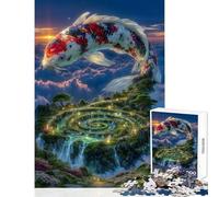 Puzzle da 1000 pezzi per adolescenti con carpe koi su un'isola galleggiante gioco per famiglie divertimento in famiglia decorazione da parete rilassante e stimolante per la mente (52x38cm)