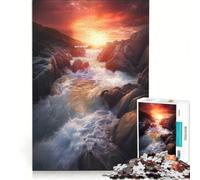 Puzzle da 1000 pezzi per adolescenti con cascata al tramonto gioco divertente allena la mente e la mano migliora l'amore tra le coppie 38x52cm