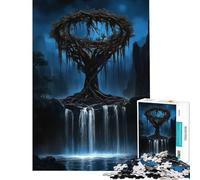 Puzzle da 1000 pezzi per adolescenti con cascata mistica e albero Giochi rilassanti giocattoli che creano dipendenza per coltivare la pazienza sfida impegnativa (38x52cm)