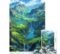 Puzzle da 1000 pezzi per adolescenti con cascata paesaggio di valle gioco impossibile per tutta la famiglia giocattolo decorativo da parete compleanno e Natale (38x52cm)