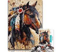 Puzzle da 1000 pezzi per adolescenti con cavallo indiano, giochi divertenti per famiglie, ideale come regalo per tutta la famiglia, 50x75cm