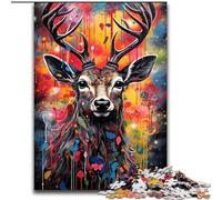 Puzzle da 1000 pezzi per adolescenti con cervi e graffiti, gioco stimolante, ogni pezzo è unico - gioco stimolante e divertente per tutta la famiglia (50x75cm)