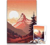 Puzzle da 1000 pezzi per adolescenti con Cervino d'epoca, rilassante, per il tempo libero, preciso, ad incastro, di precisione, dimensioni: 50x75cm