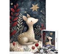 Puzzle da 1000 pezzi per adolescenti con cervo ad acquerello nella foresta invernale gioco impossibile di analisi e logica decorazione per la casa giocattolo antistress regalo (38x52cm)