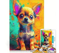 Puzzle da 1000 pezzi per adolescenti con Chihuahua dai colori vivaci1000E, giochi educativi, allena la mente e le mani, collezione d'artista, belle arti 38x52cm