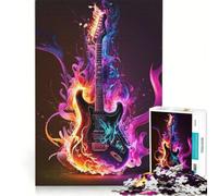 Puzzle da 1000 pezzi per adolescenti con chitarra e fuoco, decorazione da parete, passatempo ideale per le vacanze a casa, per rafforzare l'amore tra le coppie 38x52cm