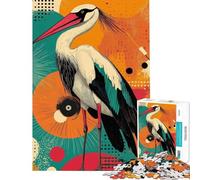 Puzzle da 1000 pezzi per adolescenti con cicogna e sfondo geometrico 无 Aiuta l'esercizio del cervello Regalo di compleanno Giocattolo Decorazione da parete Adatto a persone dai 14 anni in su 38x26cm