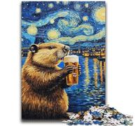 Puzzle da 1000 pezzi per adolescenti con cielo notturno, birra e capibara, gioco stimolante e gioco educativo per famiglie, per compleanni e Natale, 50x75cm