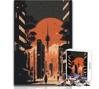 Puzzle da 1000 pezzi per adolescenti con città asiatica futuristica, gioco per lo sviluppo del pensiero logico, ottimo regalo per momenti significativi, dimensioni 38x52cm