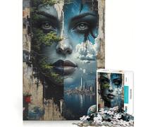Puzzle da 1000 pezzi per adolescenti con collage di volti raffiguranti natura e paesaggi urbani giocattolo decorativo da parete passatempo ideale per le vacanze a casa per rafforzare il legame