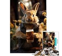 Puzzle da 1000 pezzi per adolescenti con coniglio amante della birra giocattolo educativo per l'apprendimento artistico e il relax regalo di compleanno (dimensioni 38x26cm)