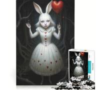 Puzzle da 1000 pezzi per adolescenti con coniglio bianco e palloncino a forma di cuore ispirato ad Alice nel Paese delle Meraviglie giochi per famiglie attività divertenti da fare a casa collezione