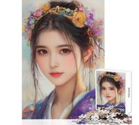 Puzzle da 1000 pezzi per adolescenti con corona floreale ritratto decorazione per la casa giocattoli regali di Babbo Natale segreto gioco educativo aiuta a esercitare il cervello dimensioni 50x75cm