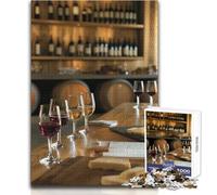 Puzzle da 1000 pezzi per adolescenti con degustazione di vini e formaggio, gioco di sfida unico ma divertente e umoristico, opera d'arte regalo, dimensioni 38x26cm