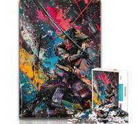 Puzzle da 1000 pezzi per adolescenti con dipinto a olio su tela Ninja Samurai, giocattoli per l'intrattenimento familiare, ideali come regalo per tutta la famiglia (38x26cm)