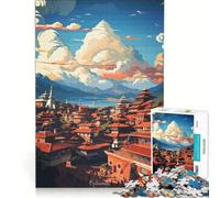 Puzzle da 1000 pezzi per adolescenti con dipinto ad olio di Katmandu gioco rompicapo difficile e stimolante ideale come regalo per tutta la famiglia 38x26cm