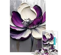 Puzzle da 1000 pezzi per adolescenti con dipinto astratto floreale viola e bianco gioco educativo sfida gioco rilassante regalo per donne ottimo regalo (dimensioni 38x26cm)